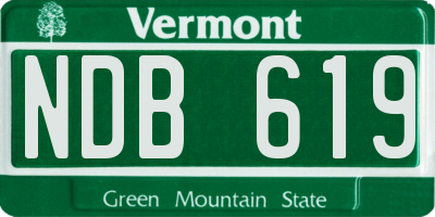 VT license plate NDB619