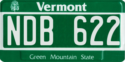 VT license plate NDB622