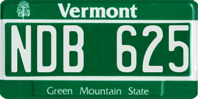 VT license plate NDB625