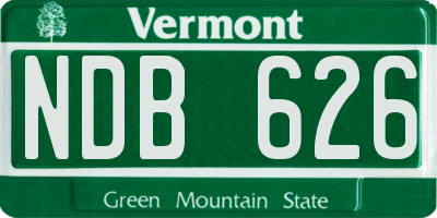 VT license plate NDB626