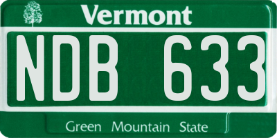 VT license plate NDB633