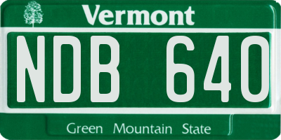 VT license plate NDB640