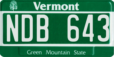VT license plate NDB643