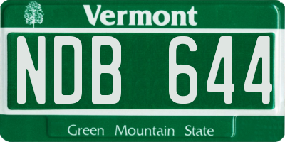 VT license plate NDB644