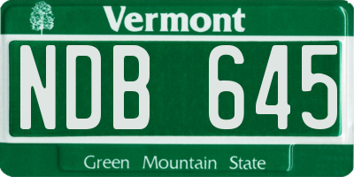 VT license plate NDB645