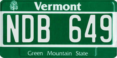 VT license plate NDB649