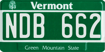 VT license plate NDB662