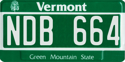 VT license plate NDB664