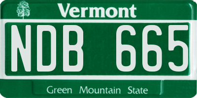 VT license plate NDB665