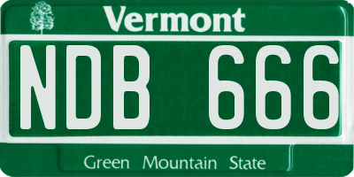 VT license plate NDB666