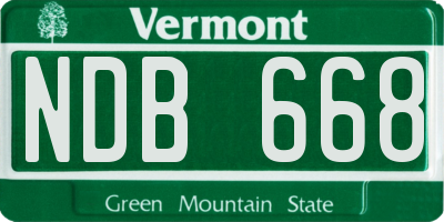 VT license plate NDB668