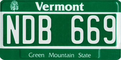 VT license plate NDB669