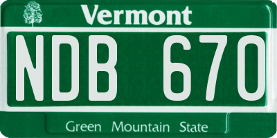 VT license plate NDB670