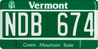 VT license plate NDB674
