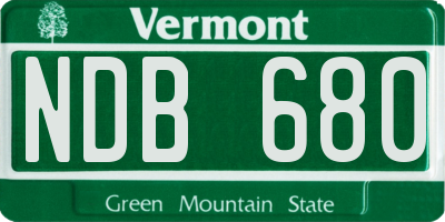 VT license plate NDB680