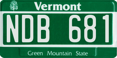 VT license plate NDB681
