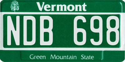 VT license plate NDB698