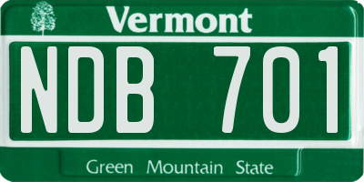 VT license plate NDB701