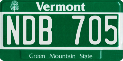 VT license plate NDB705