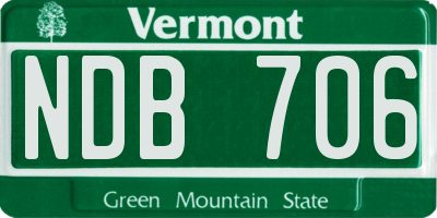 VT license plate NDB706