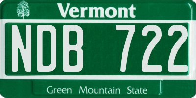 VT license plate NDB722