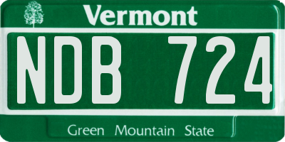 VT license plate NDB724