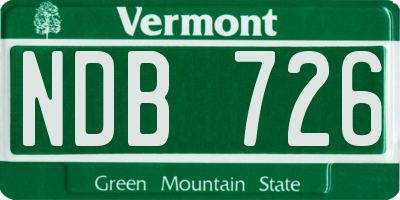 VT license plate NDB726