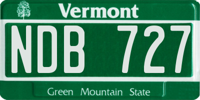 VT license plate NDB727
