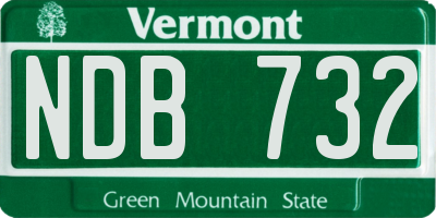 VT license plate NDB732