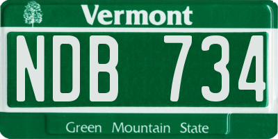VT license plate NDB734