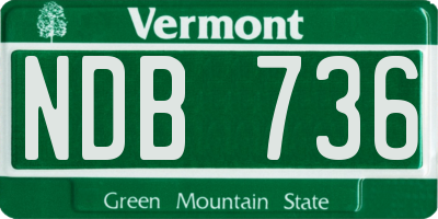 VT license plate NDB736