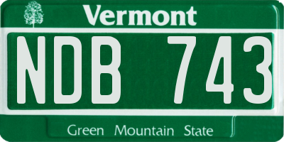 VT license plate NDB743