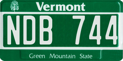 VT license plate NDB744