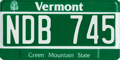 VT license plate NDB745