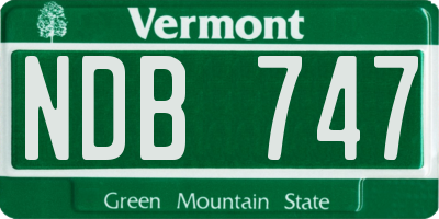 VT license plate NDB747