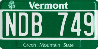 VT license plate NDB749