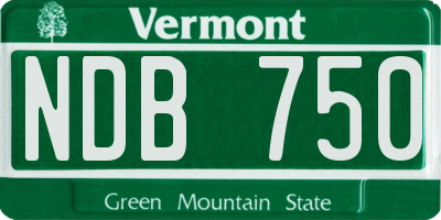 VT license plate NDB750