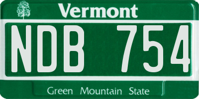 VT license plate NDB754