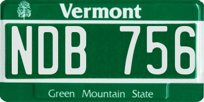 VT license plate NDB756