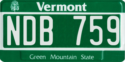 VT license plate NDB759