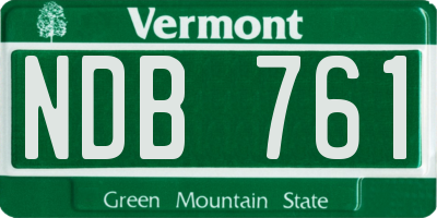 VT license plate NDB761