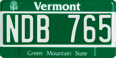 VT license plate NDB765