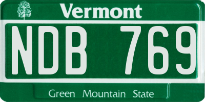 VT license plate NDB769