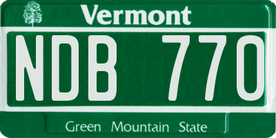 VT license plate NDB770