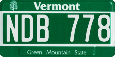 VT license plate NDB778