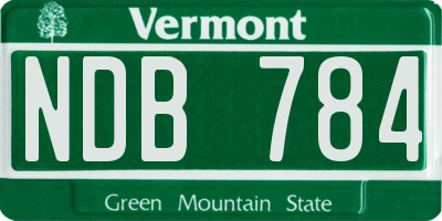 VT license plate NDB784
