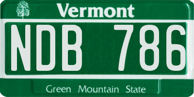 VT license plate NDB786
