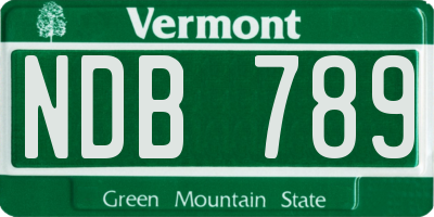 VT license plate NDB789