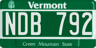 VT license plate NDB792