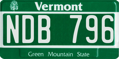 VT license plate NDB796